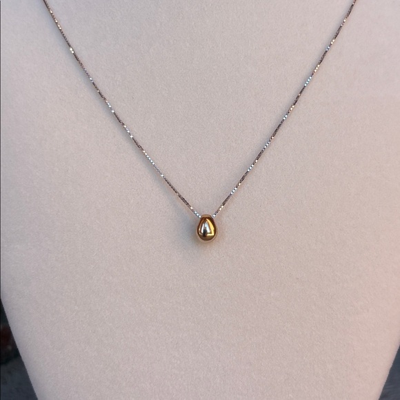 925 Sterling Silver Box Chain Gold Teardrop Pendant 16” 18” Necklace Italy - Picture 2 of 10